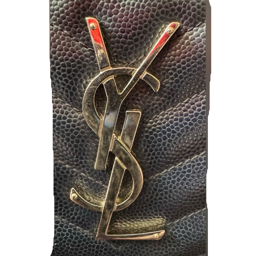 Yves Saint Laurent RARE NAVY Blue Chevron Quilted Wallet - Picture 14 of 16